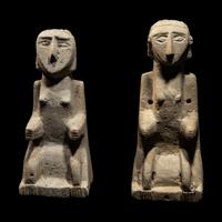 A Pair of South Arabian Limestone Seated Figures