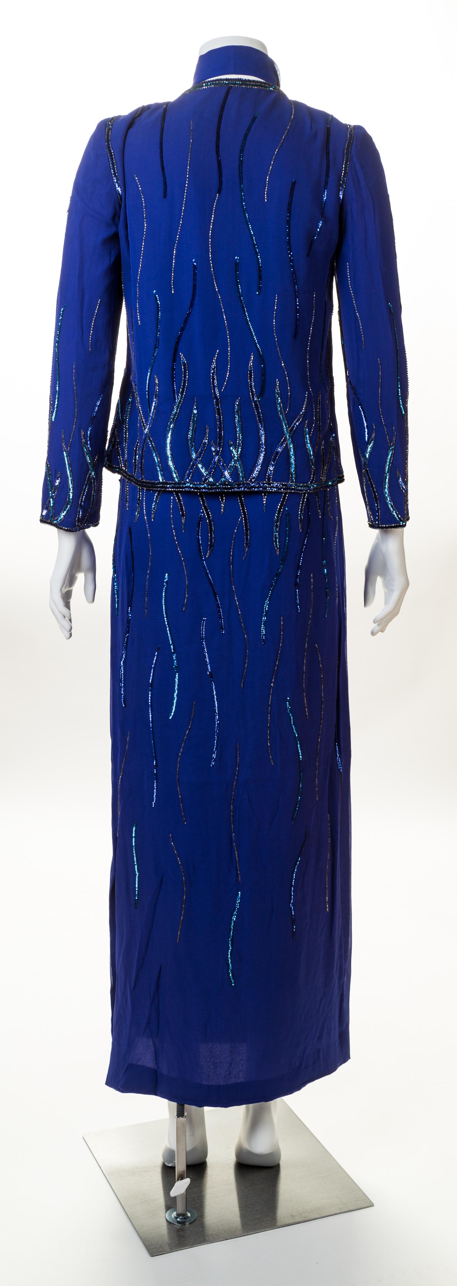 A Carven Royal Blue Blue Silk Skirt Evening Ensemble, No size.
