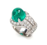 A Platinum, Emerald and Diamond Ring, Trabert & Hoeffer-Mauboussin, 8.40 dwts.