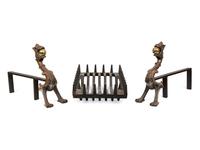 A Pair of Continental Cast Iron Figural Andirons