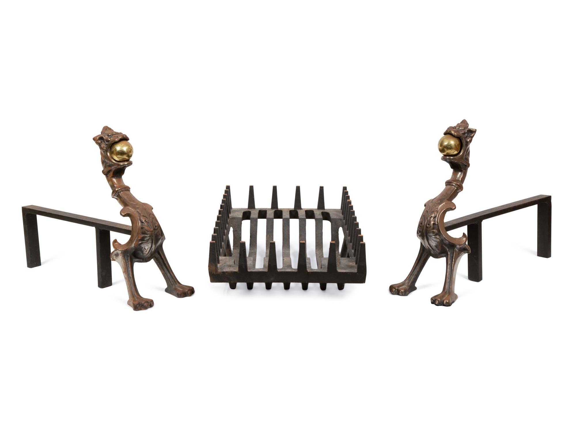 A Pair of Continental Cast Iron Figural Andirons