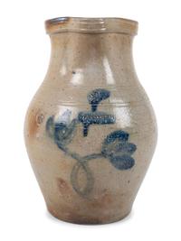 An Ohio Two-Gallon Cobalt-Decorated Stoneware Pitcher