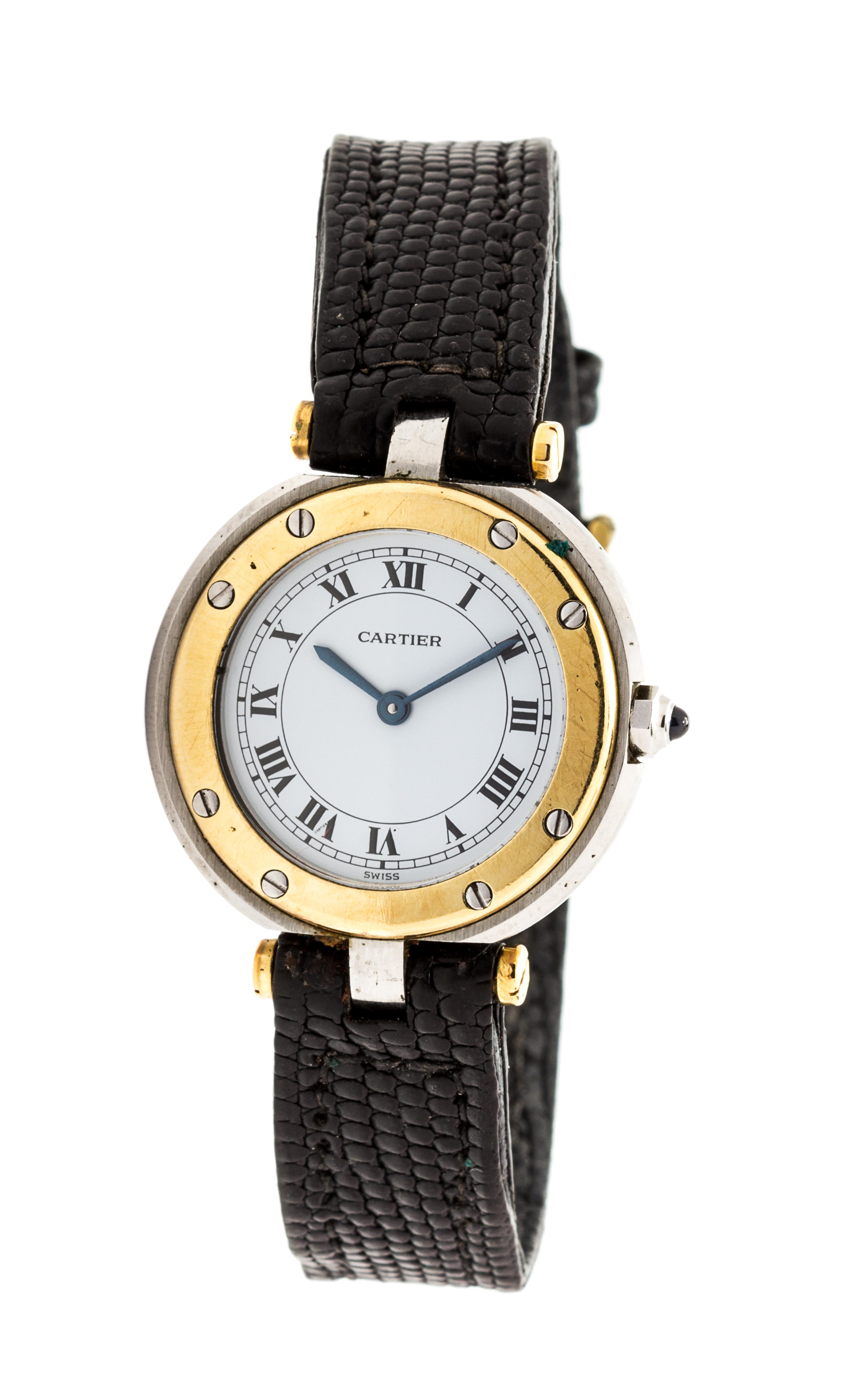 A Stainless Steel and Yellow Gold Santos Wristwatch, Cartier,