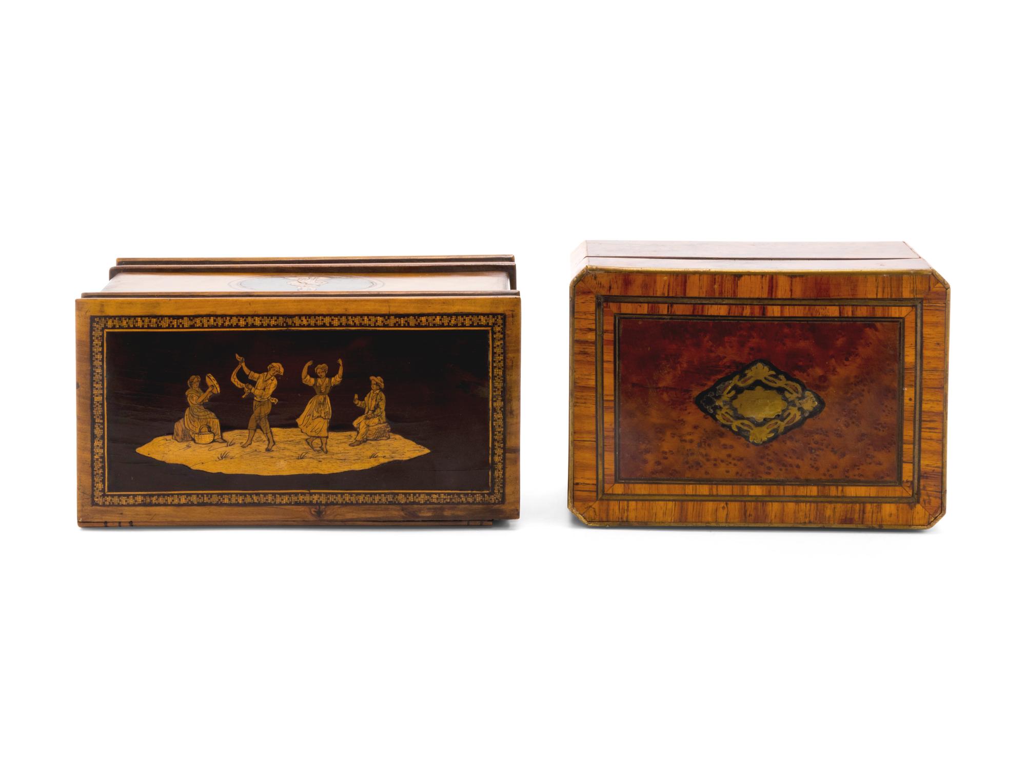 Two Continental Marquetry Table Caskets