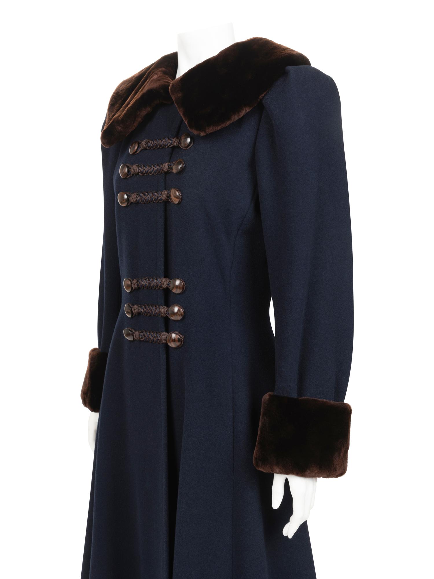 Yves Saint Laurent Haute Couture Wool Coat with Fur Trim, 1976
