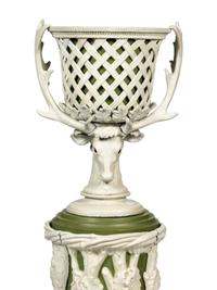 A Pair of Victorian Cream and Green-Painted Cast Metal Jardinières