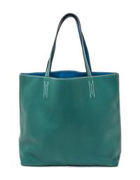 An Hermes Malachite/Bleu Izmir 45cm Taurillon Clemence Double Sens Tote, 17.5" x 15.5" x 5".
