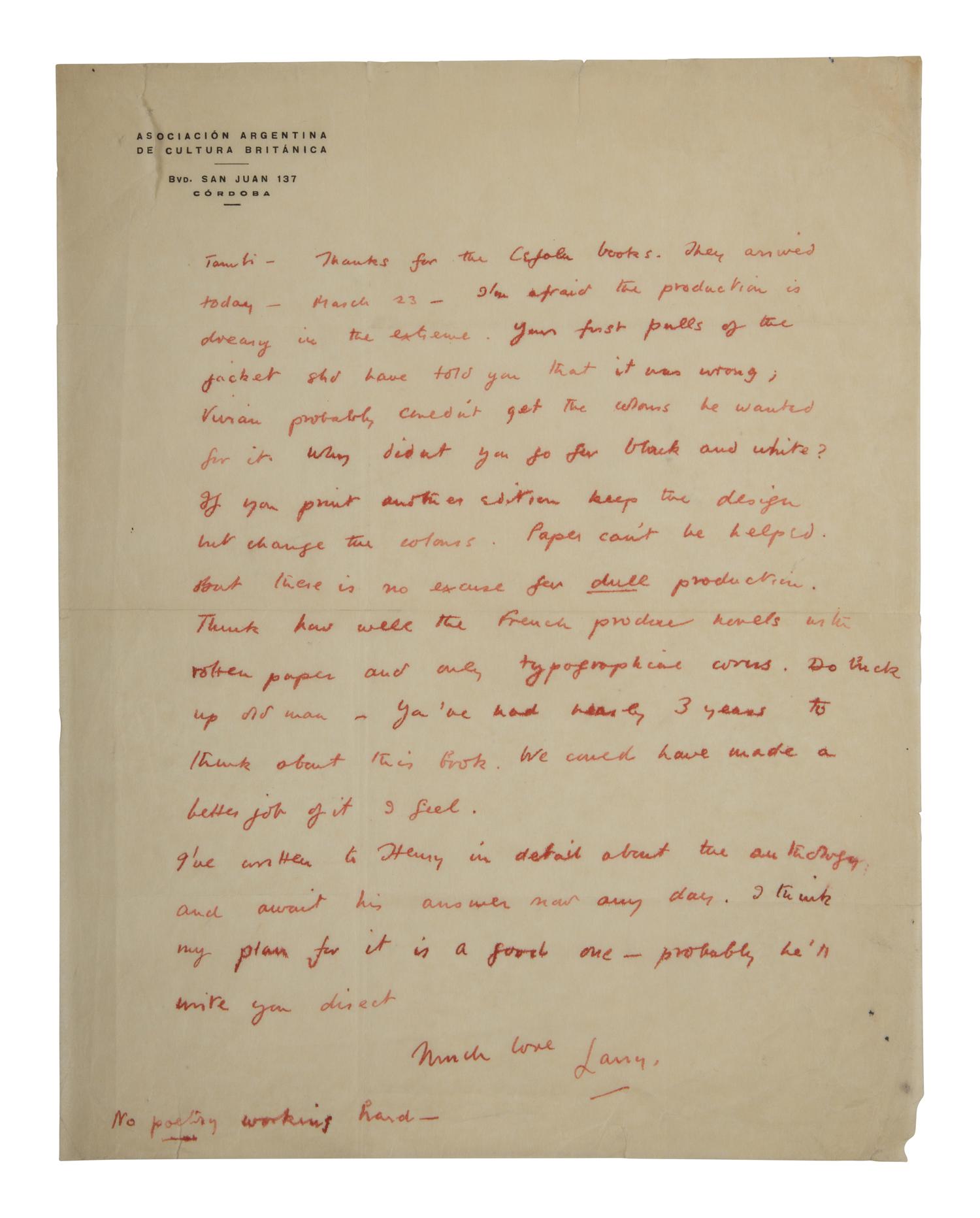 DURRELL, Lawrence (1912-1990). Cefalu . London: Editions Poetry, 1947.