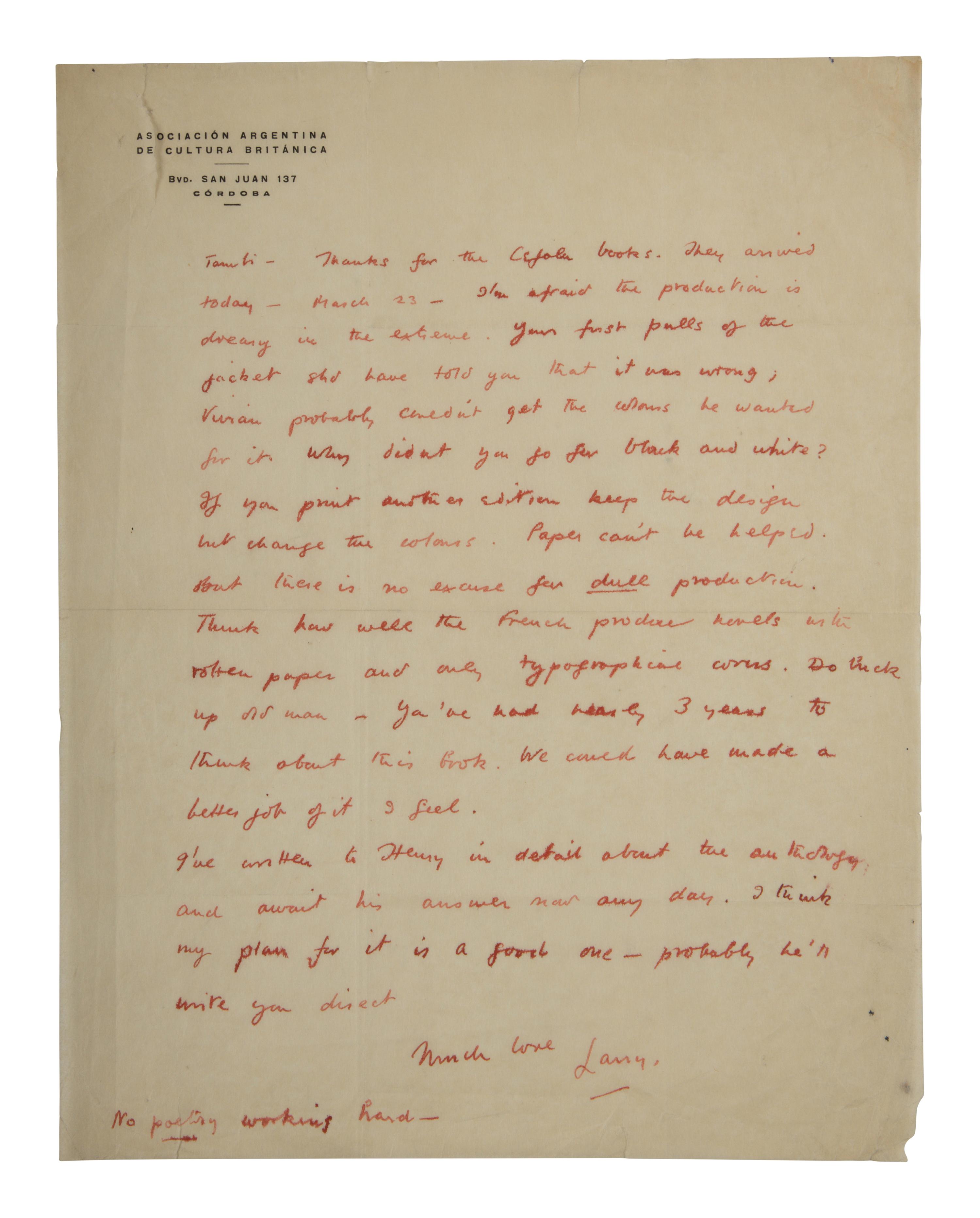 DURRELL, Lawrence (1912-1990). Cefalu . London: Editions Poetry, 1947.