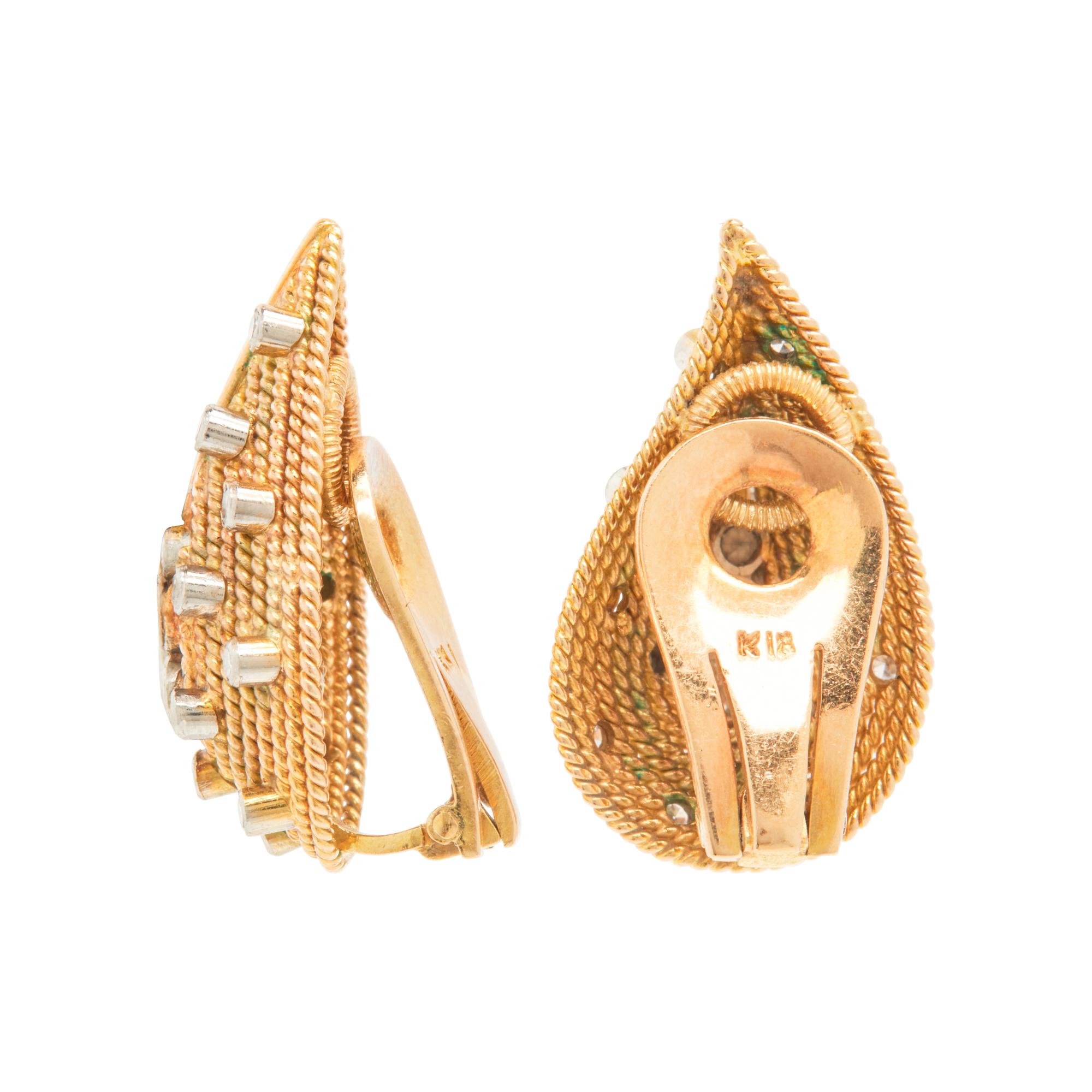 YELLOW GOLD AND DIAMOND CLIP EARRINGS