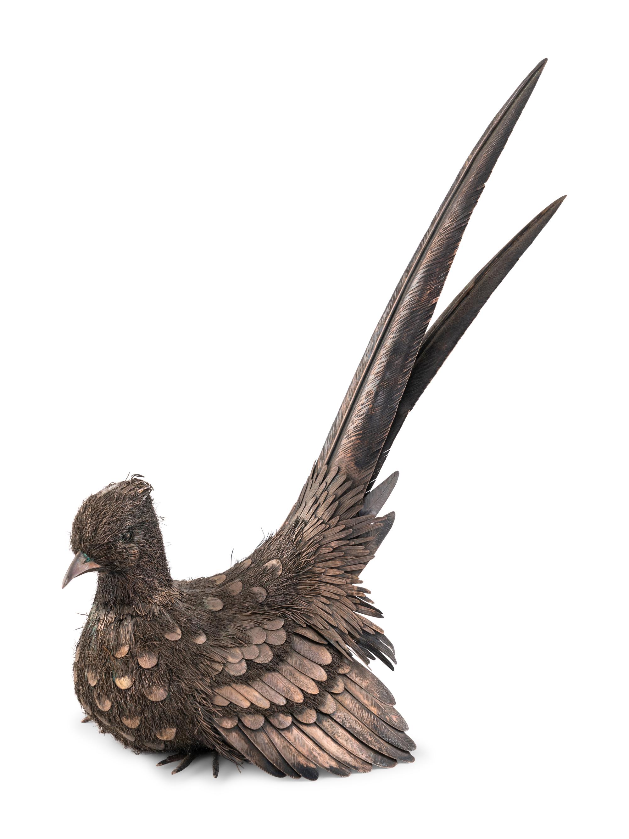 An Italian Silver Model of a Pheasant