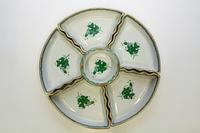 A Herend Porcelain Segmented Serving Set Diameter 14 1/4 inches.