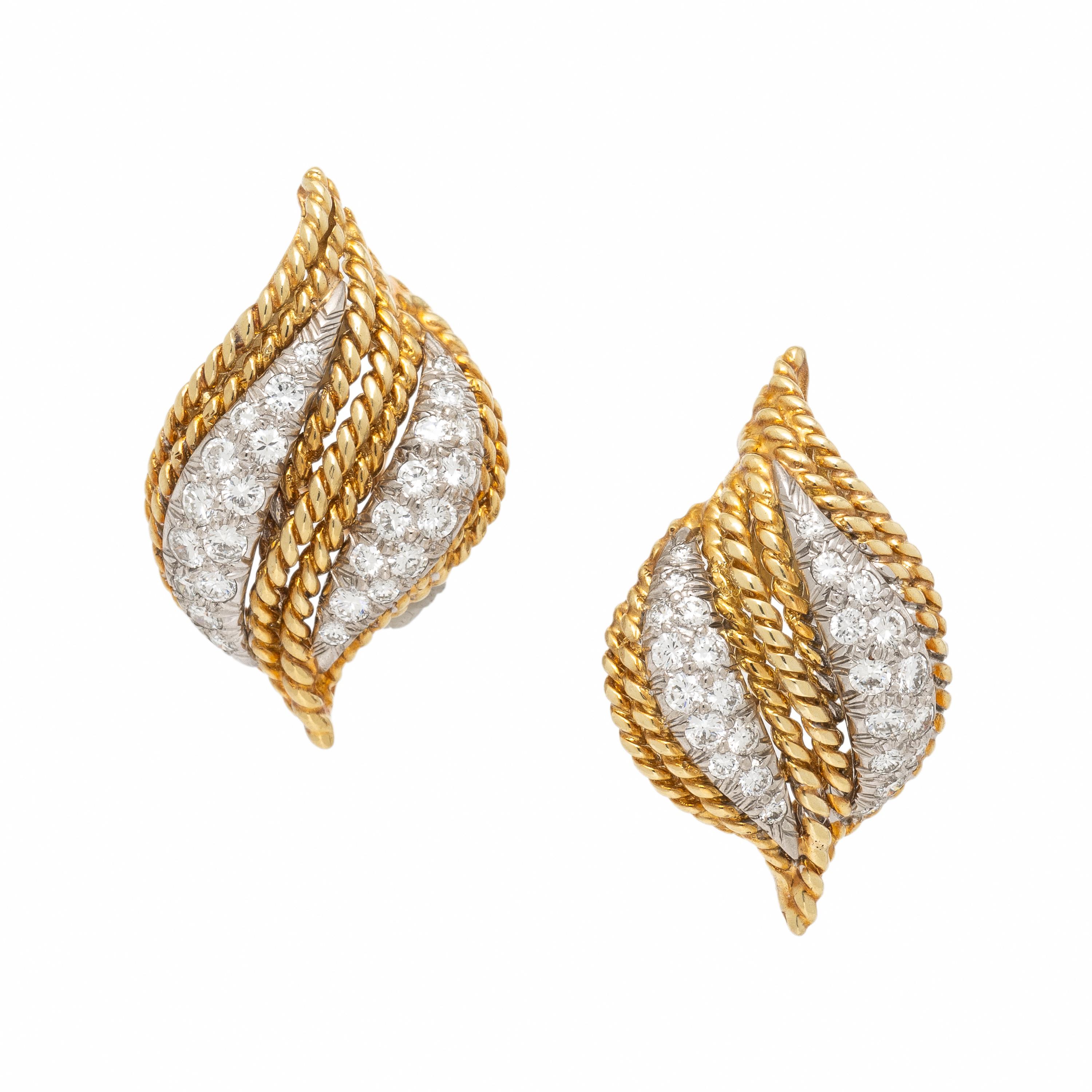 Yellow Gold and Diamond Earrings