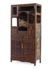 A Gilt Lacquered Hardwood Displaying Cabinet, Duobaoge