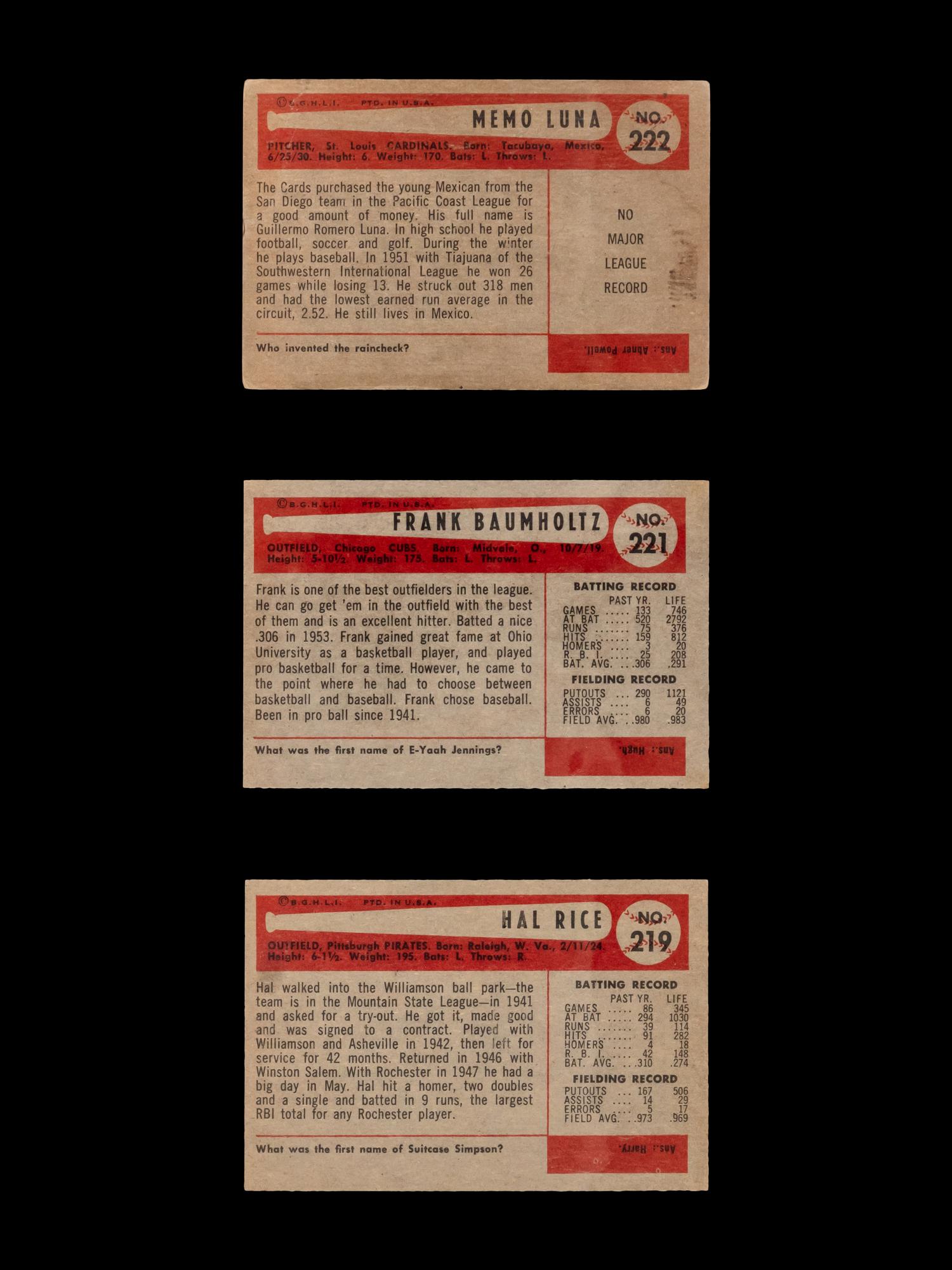 A Partial Set of 1954 Bowman Baseball Cards (153/224)