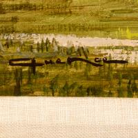 Raymond Quence (French, b. 1932) — Landscape with rain-soaked field