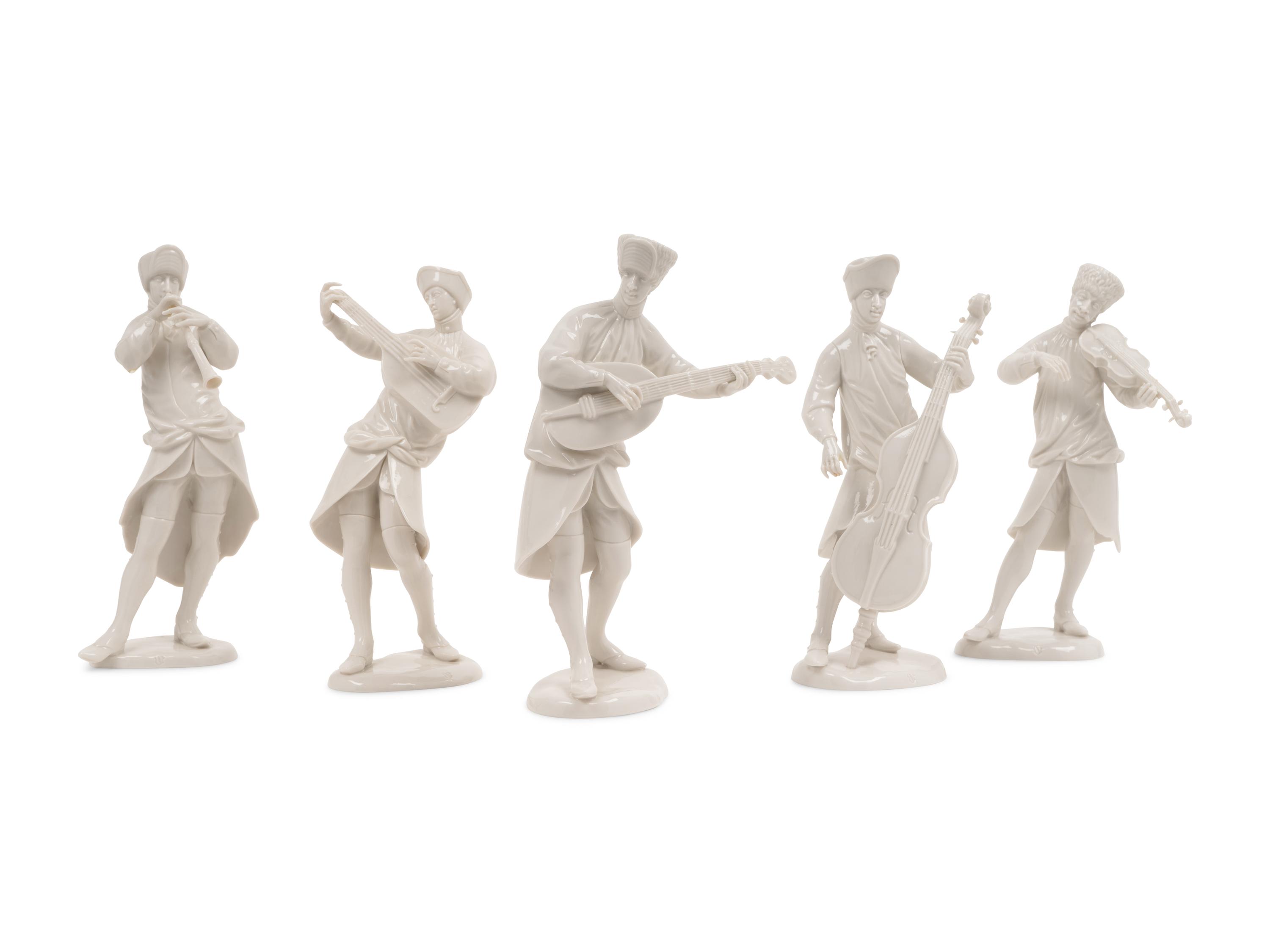A Set of Five Nymphenburg Porcelain Musicians