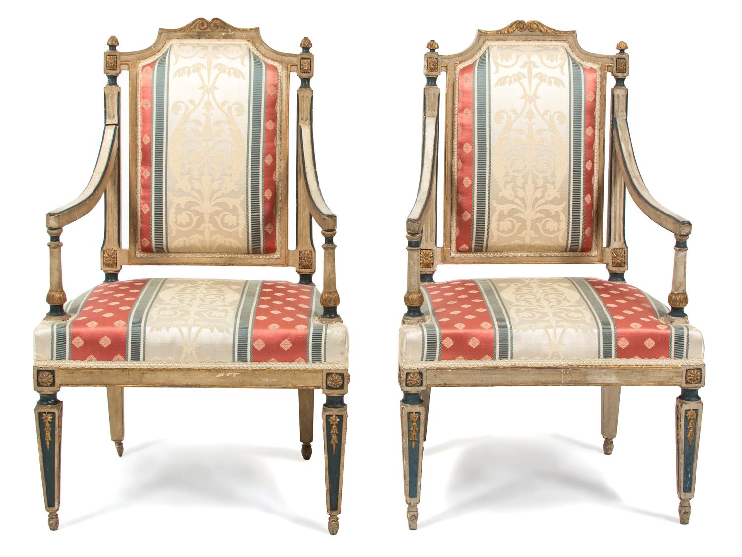 A Pair of Louis XV Style Painted Fauteiuls — 20TH CENTURY