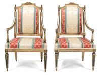 A Pair of Louis XV Style Painted Fauteiuls — 20TH CENTURY