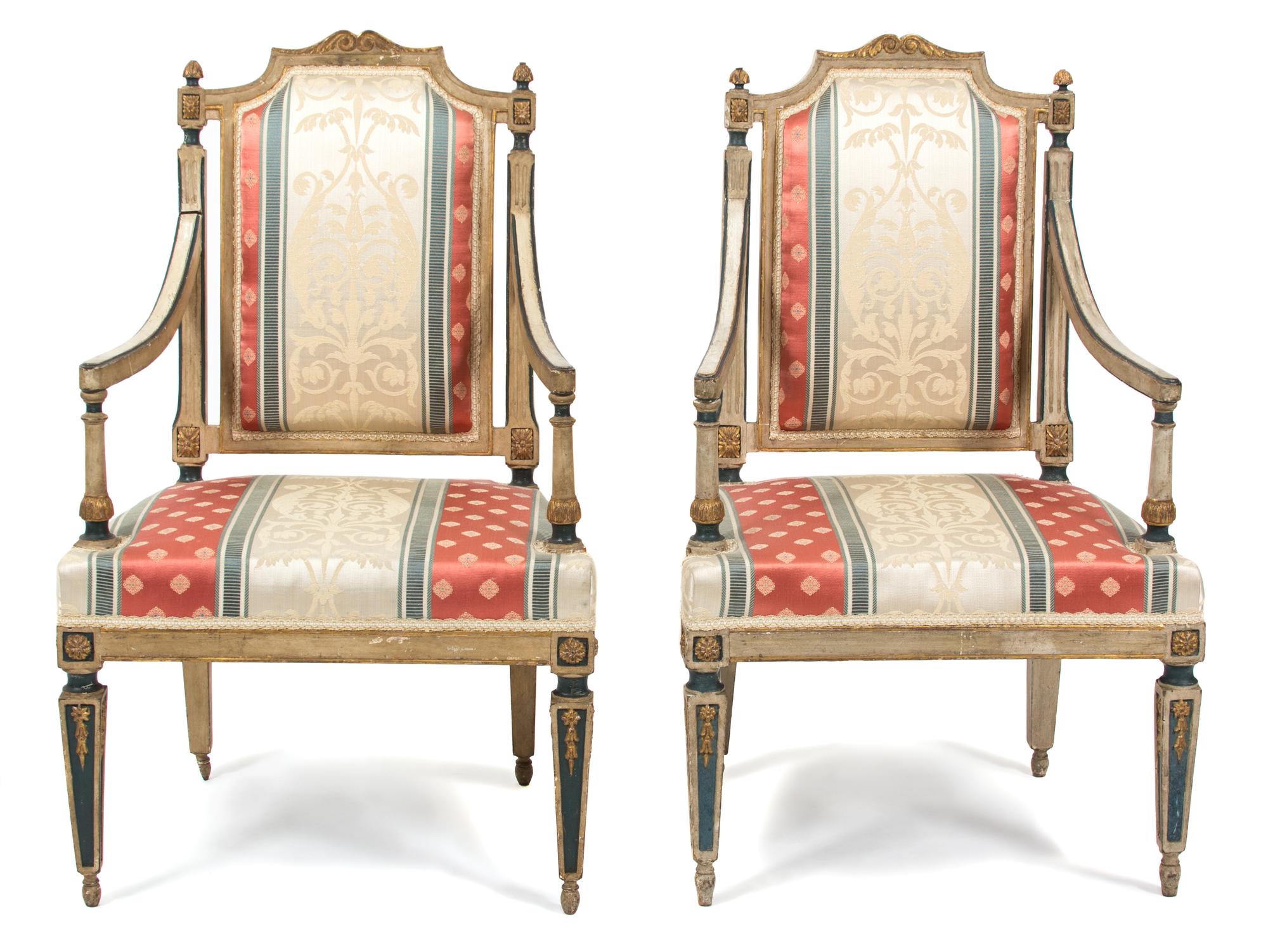 A Pair of Louis XV Style Painted Fauteiuls — 20TH CENTURY