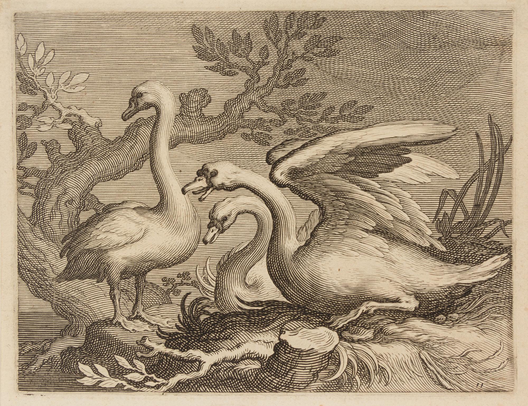 Boetius Adams Bolswert, (Dutch, 1580-1633), Natus Dei, 1632 (6 plates from a portfolio of animals in landscapes after Abraham Bloemaert