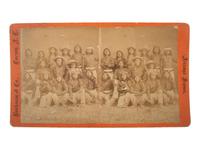 [NATIVE AMERICANS]. BUEHMAN, Henry (1851-1912), photographer. Stereoview of a group of Apache Scouts. Tucson, AZ: ca 1880-85.