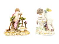 A Group of Meissen Porcelain Cherubic Figures