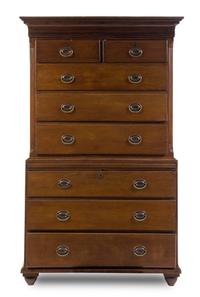 An American Oak Chest on Chest Height 73 x width 44 1/2 x depth 22 inches. — EARLY 19TH CENTURY