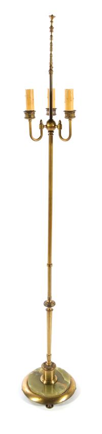 A Brass and Onyx Floor Lamp Height overall 64 1/2 inches.