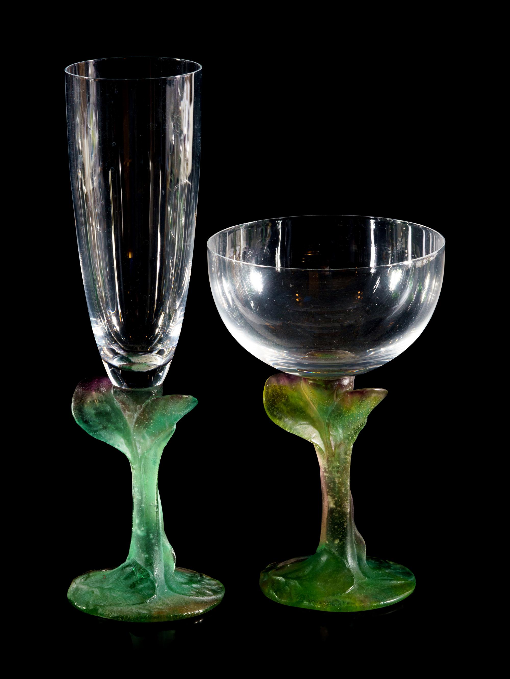 A Daum Colored Glass Stemware Champagne Service