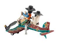 Carved and Painted Airplane, with Cowboy Pilot and Sheep Copilot