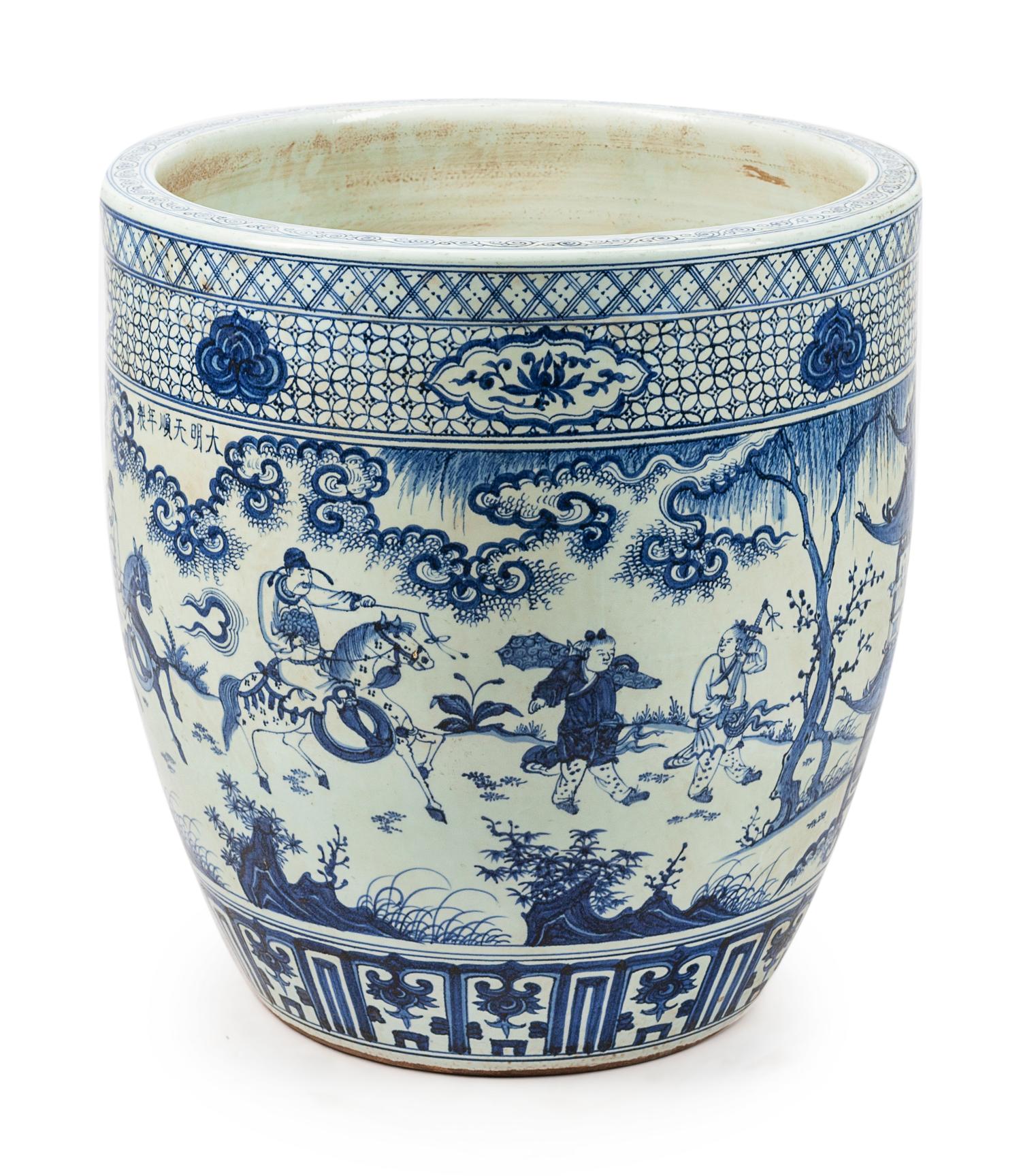 A Large Chinese Export Blue and White Porcelain Fish Bowl