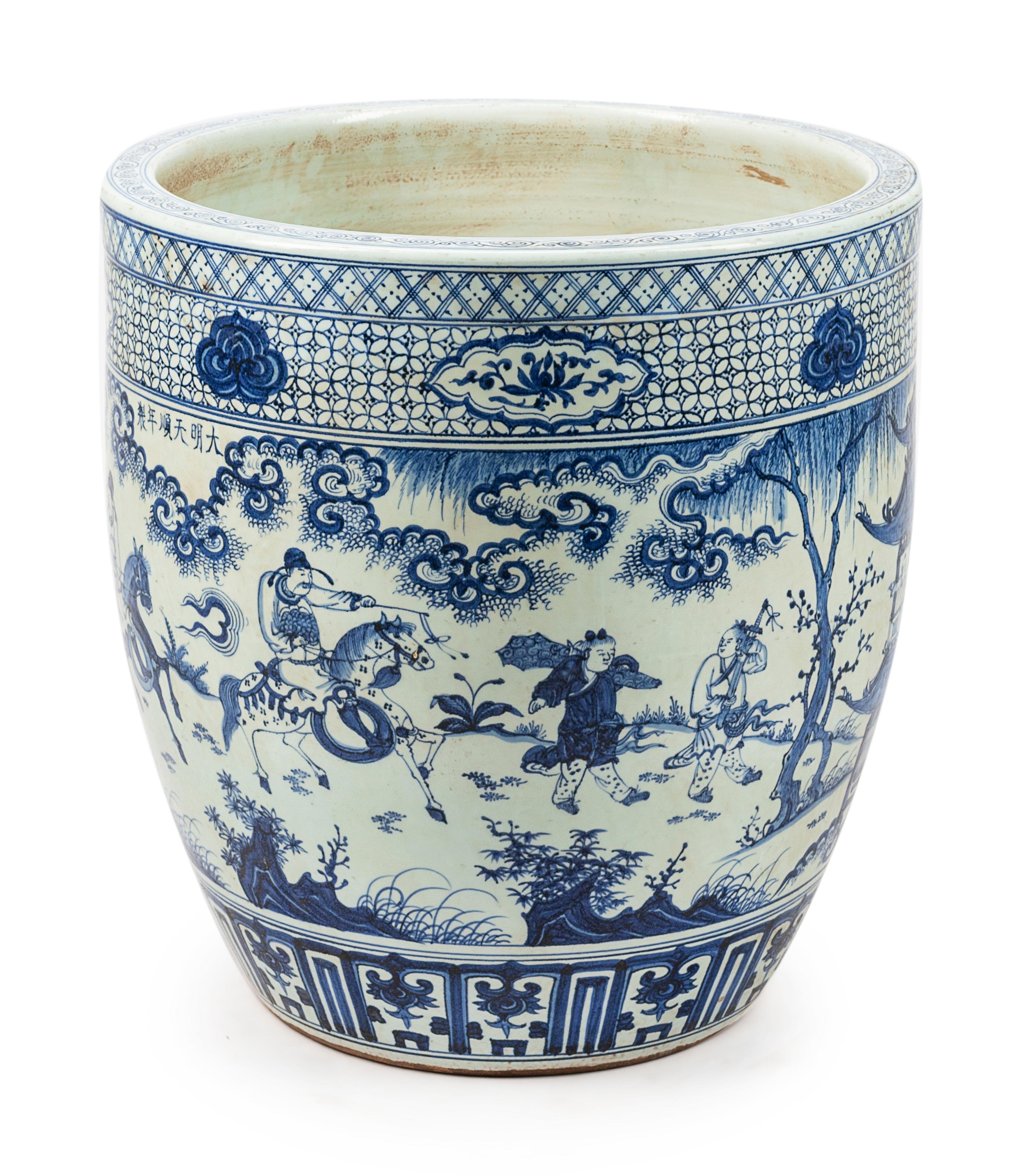 A Large Chinese Export Blue and White Porcelain Fish Bowl