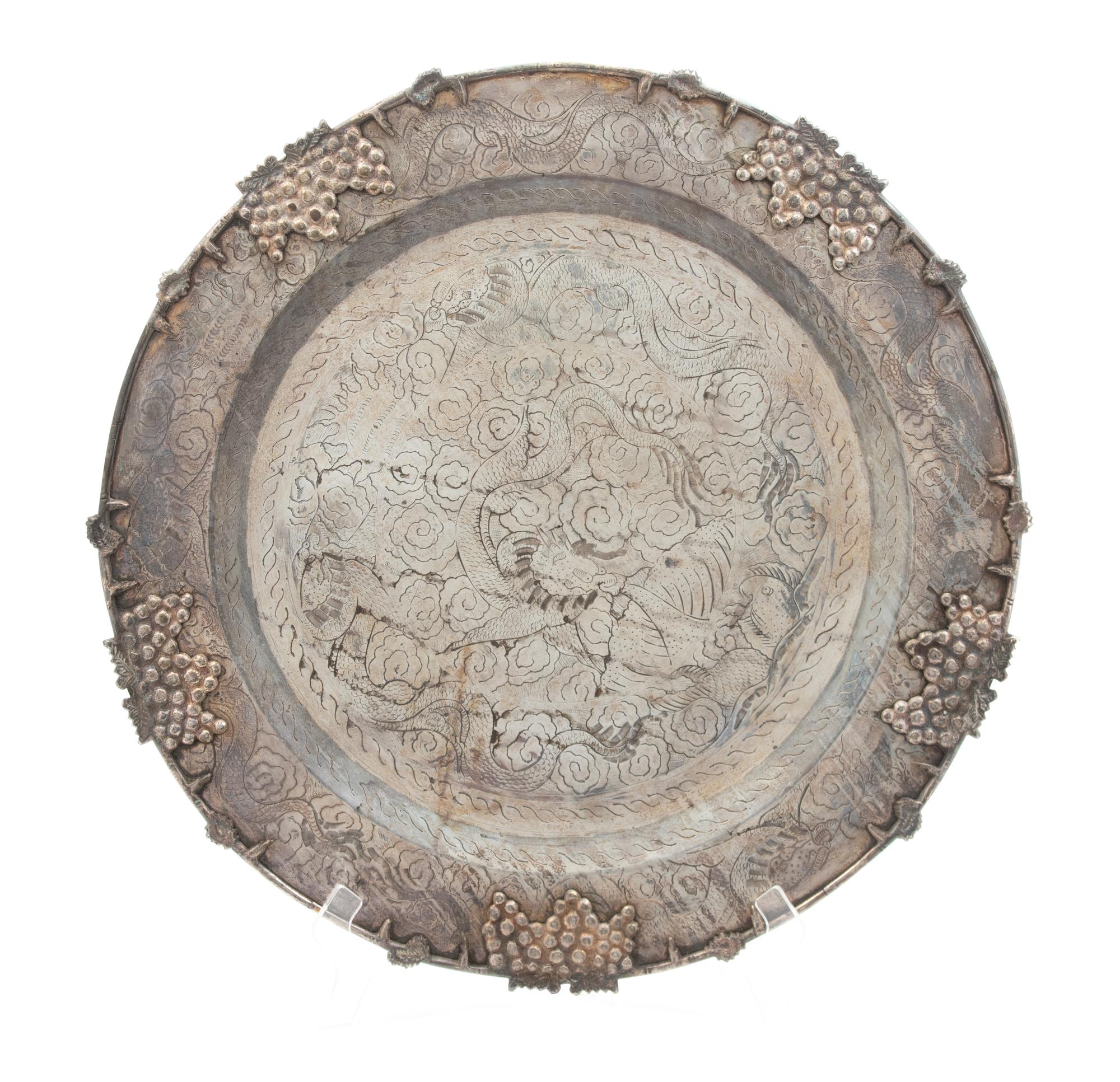 A Chinese Silver Plate Circular Tray Diameter 22 1/4 inches. — 20TH CENTURY