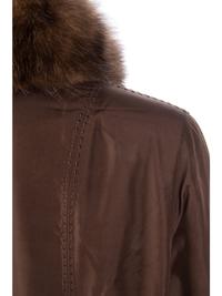 Dennis Basso Brown Reversible Silk with Weasel and Sable Coat, 2000-10s