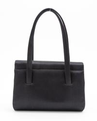 A Chanel Black Satin Small Flap Handbag, 7.5" x 5.5" x 1.75"; Handle drop: 5.5".