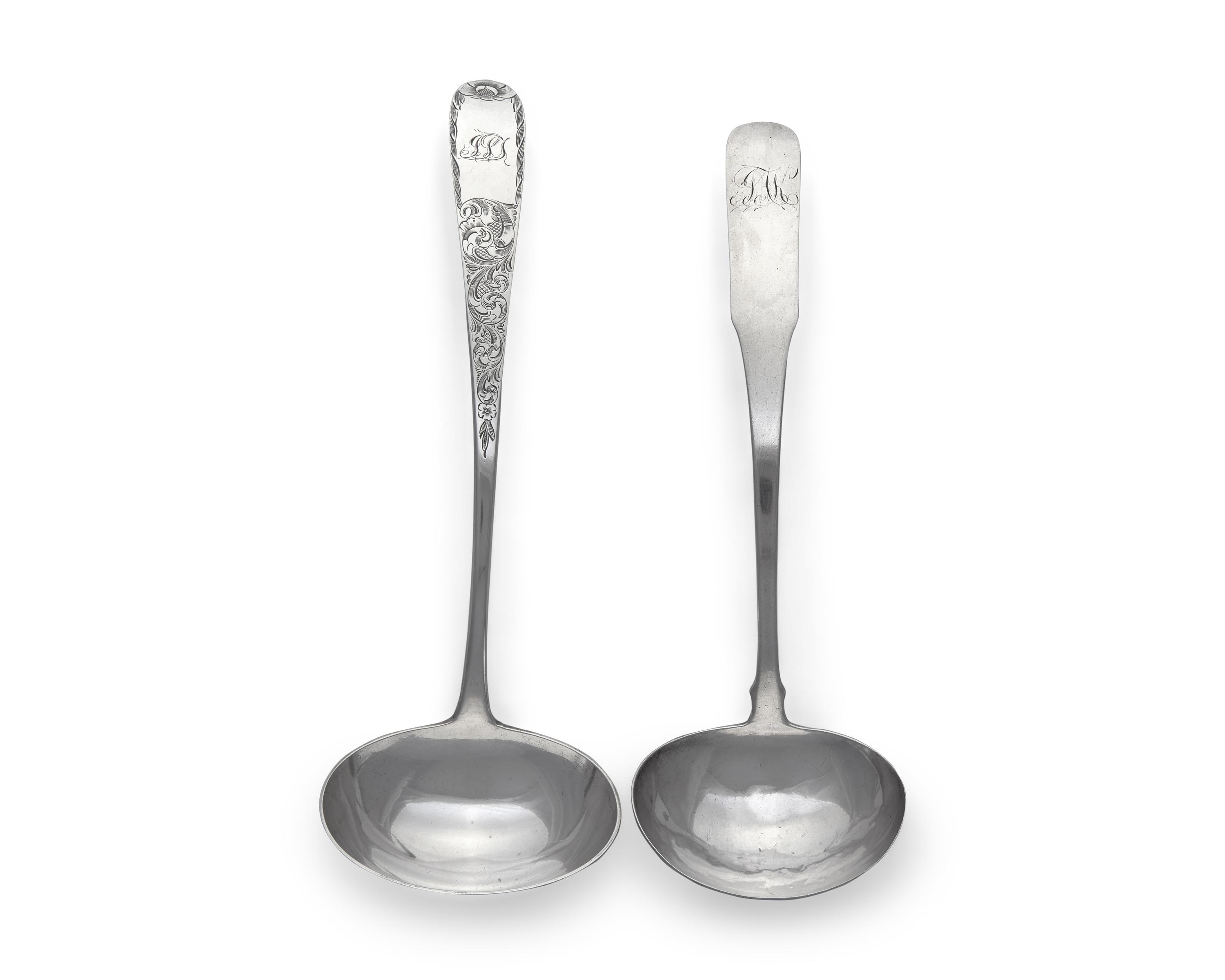 Two Federal Silver Punch Ladles