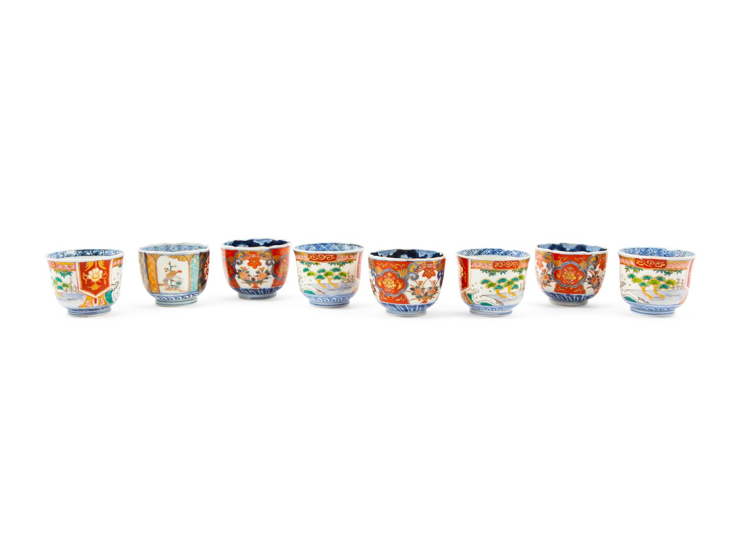 Eight Japanese Imari Porcelain Cups