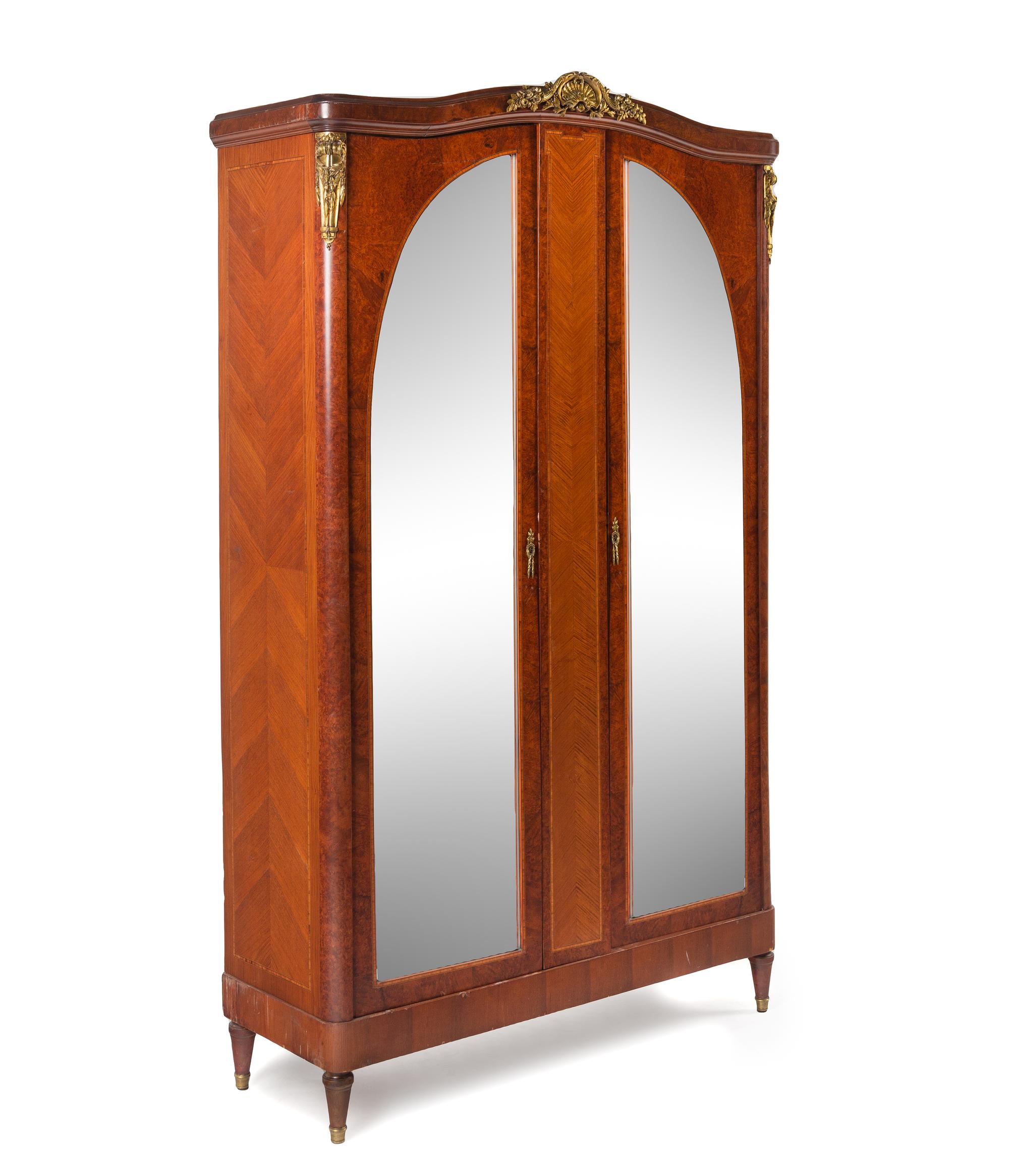 A French Gilt Bronze Mounted Burlwood and Kingwood Armoire
