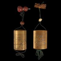 Two Japanese gold lacquer inro 日本印笼两套 Meiji period ??