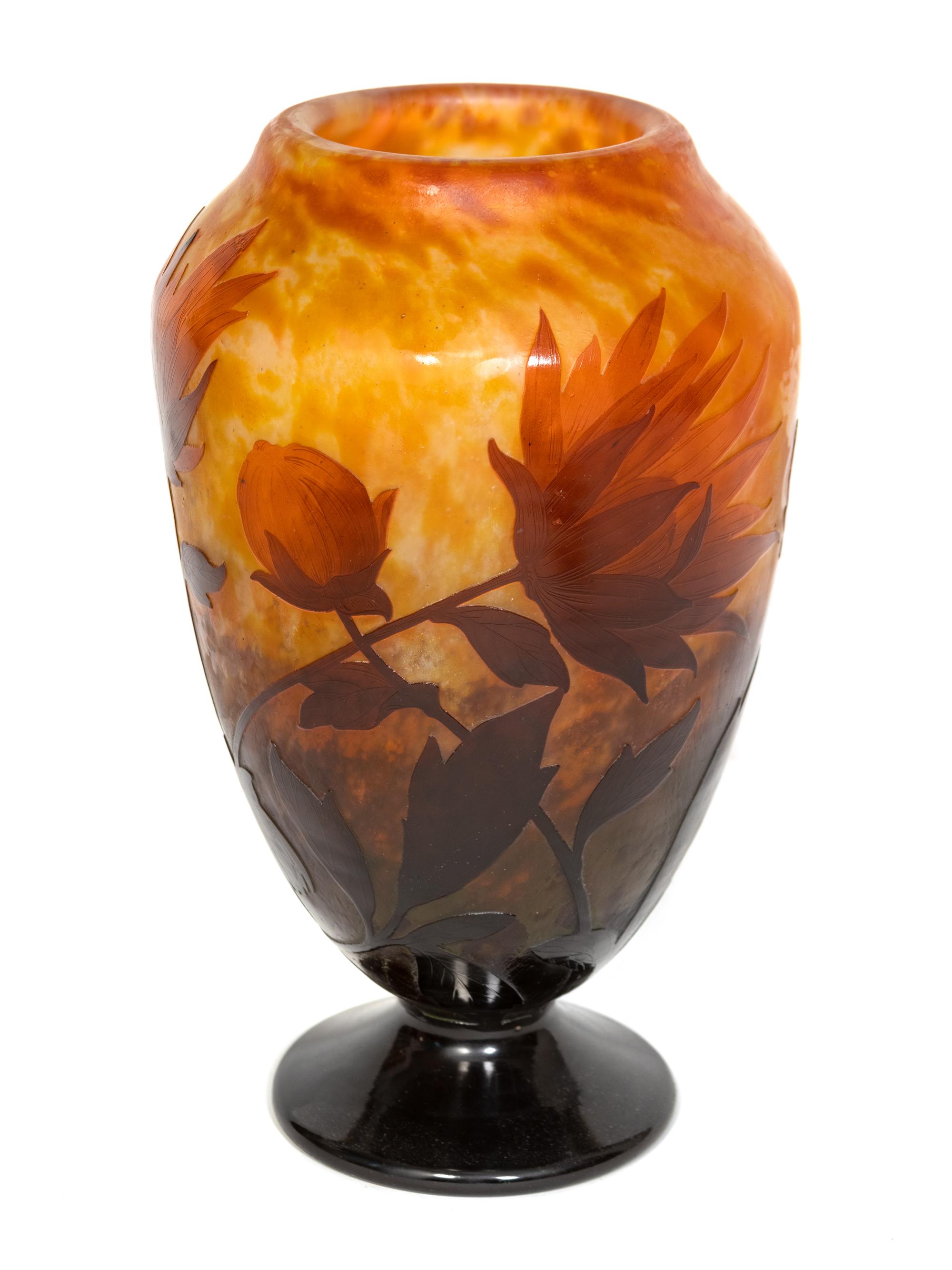 A Daum Cameo and Martele Glass Vase — CIRCA 1900