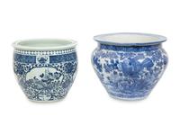 Four Chinese Blue and White Ceramic Jardinieres