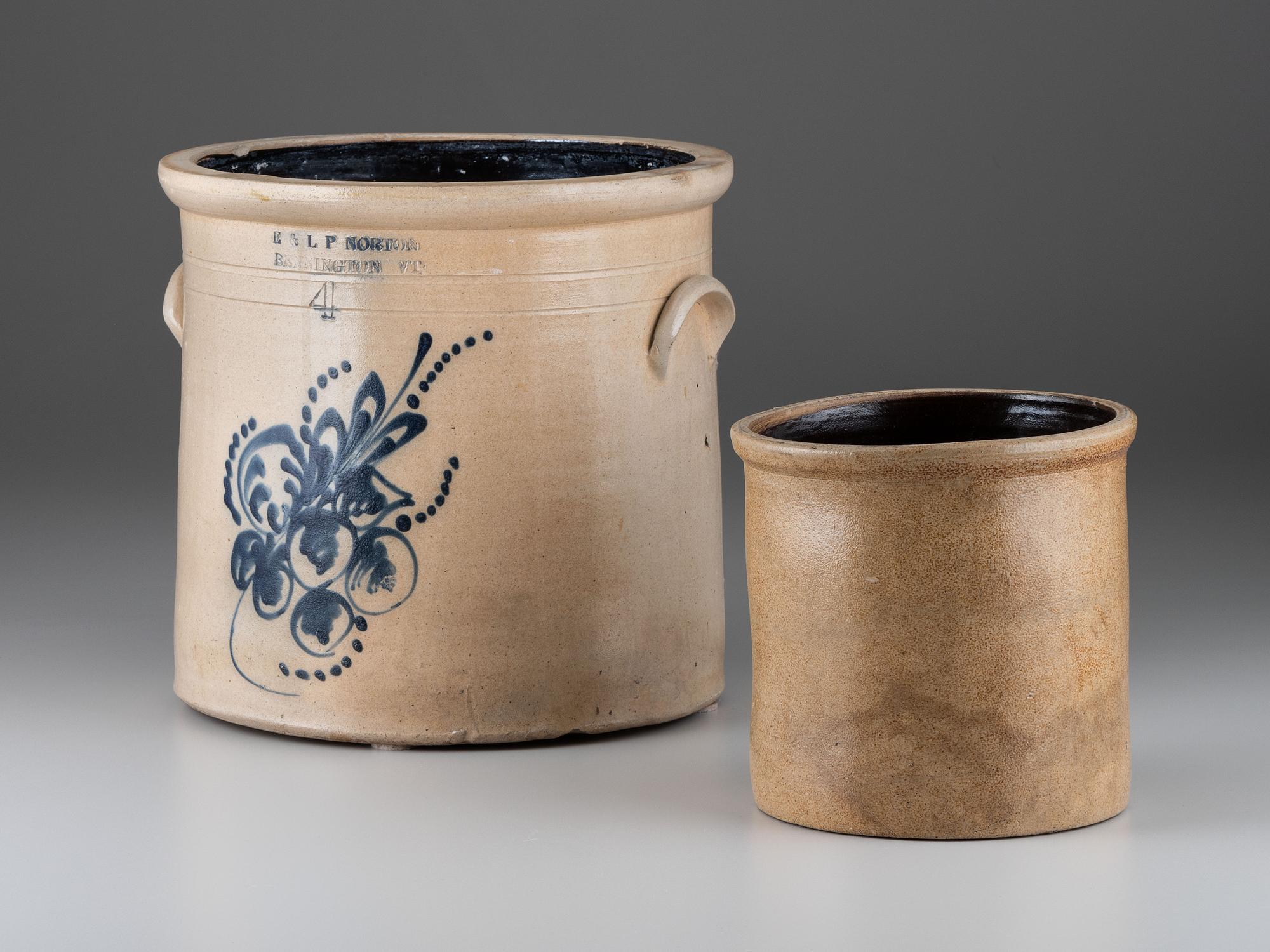 An E. and L.P. Norton Cobalt Decorated Four-Gallon Stoneware Crock