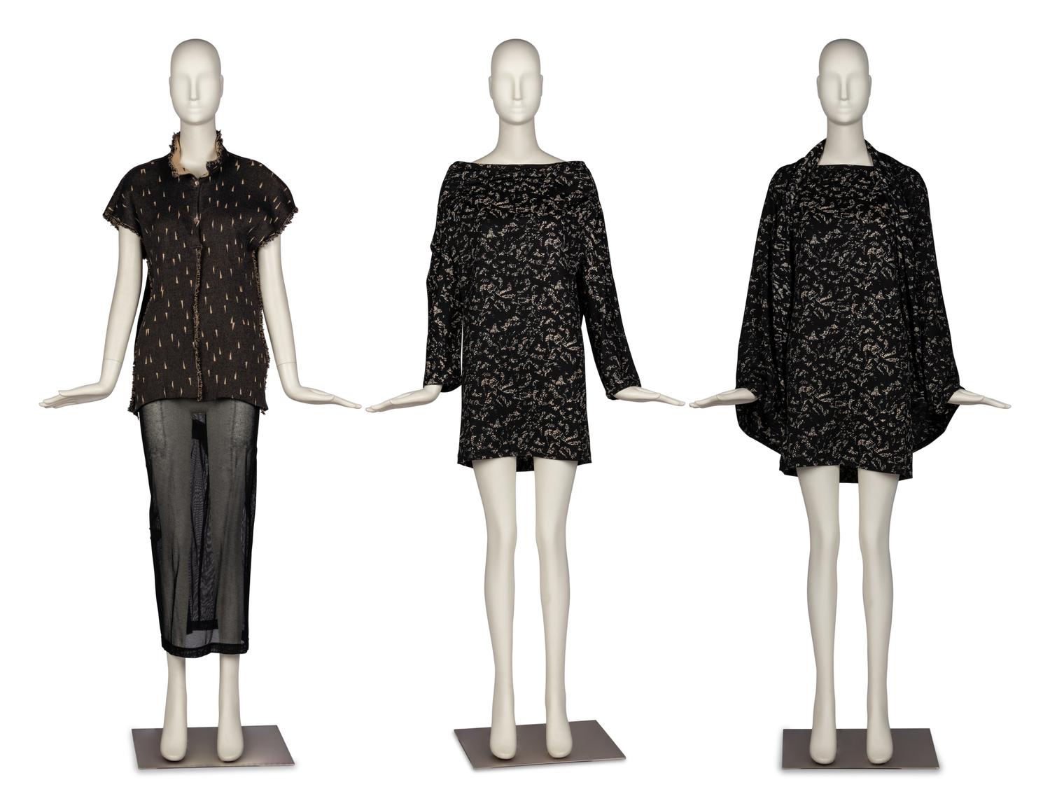 Issey Miyake Top, Dolce & Gabbana Skirt, with Comme des Garçons Knit Top and Shawl
