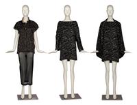 Issey Miyake Top, Dolce & Gabbana Skirt, with Comme des Garçons Knit Top and Shawl