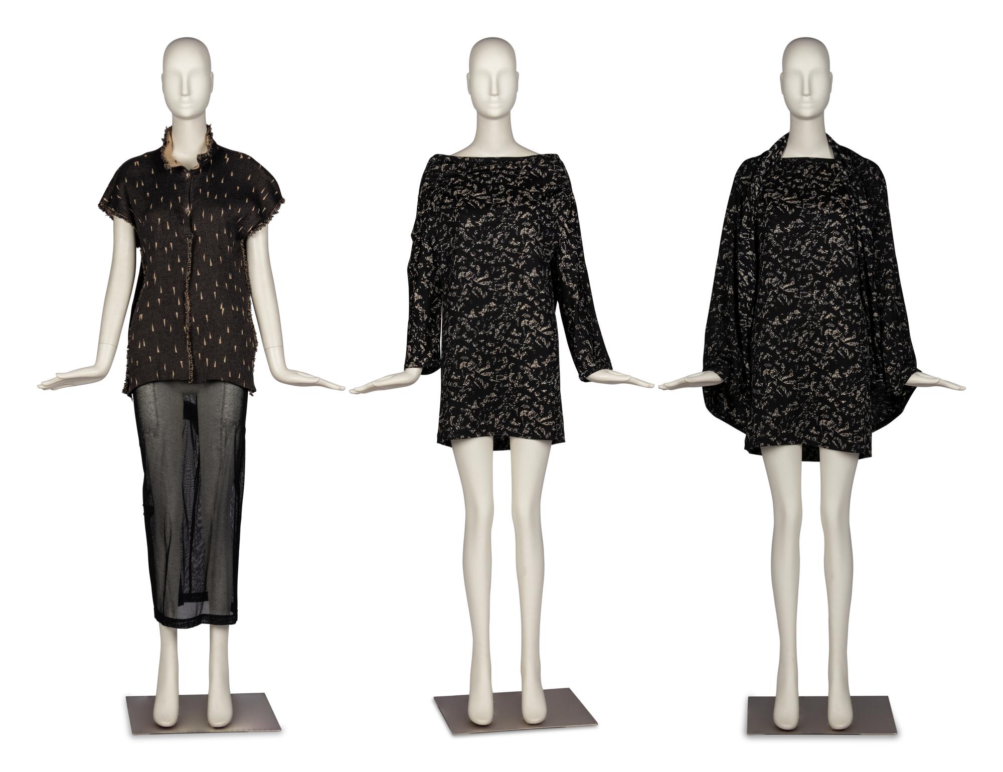 Issey Miyake Top, Dolce & Gabbana Skirt, with Comme des Garçons Knit Top and Shawl