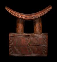 Three African Wood Headrests