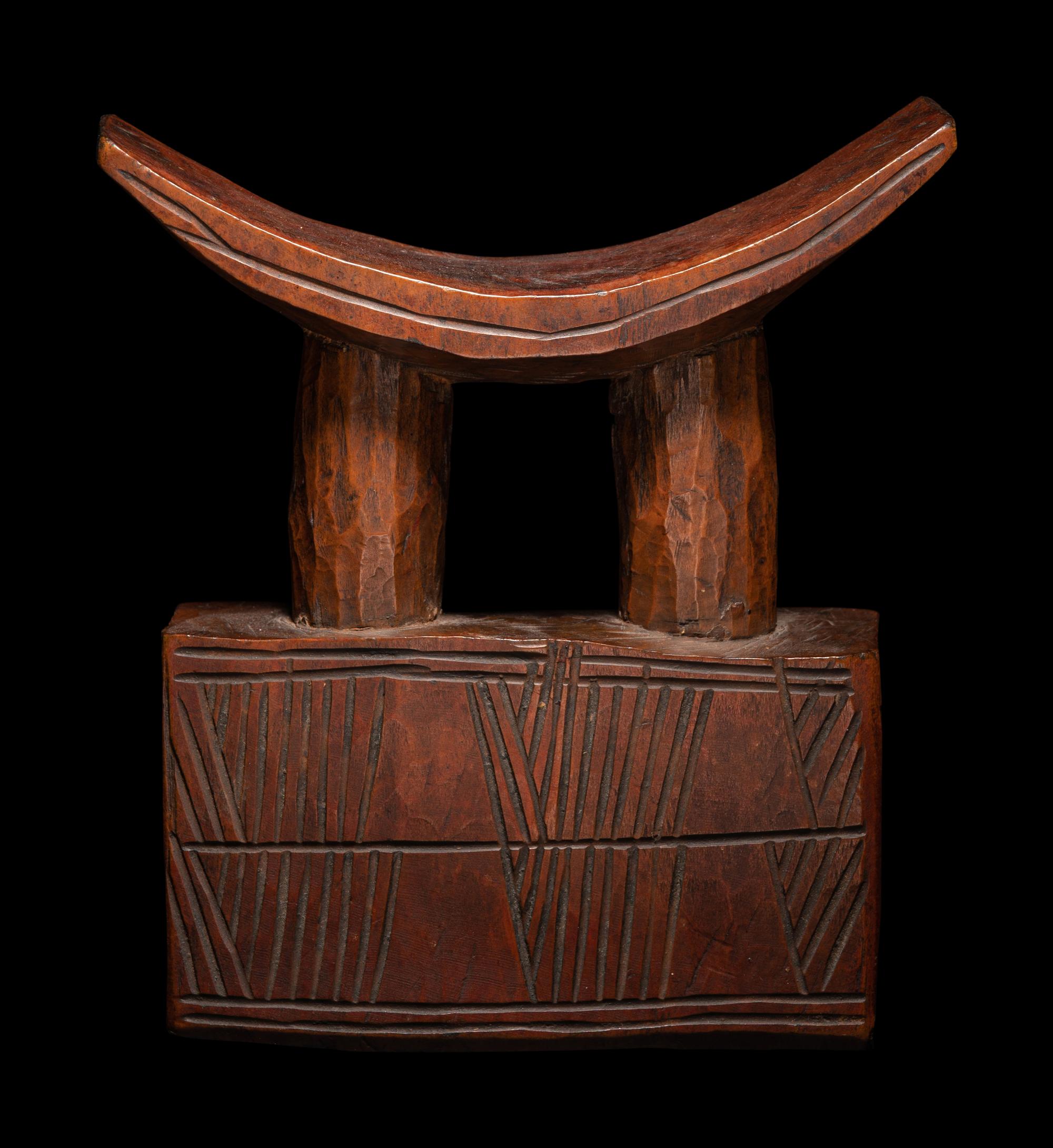 Three African Wood Headrests