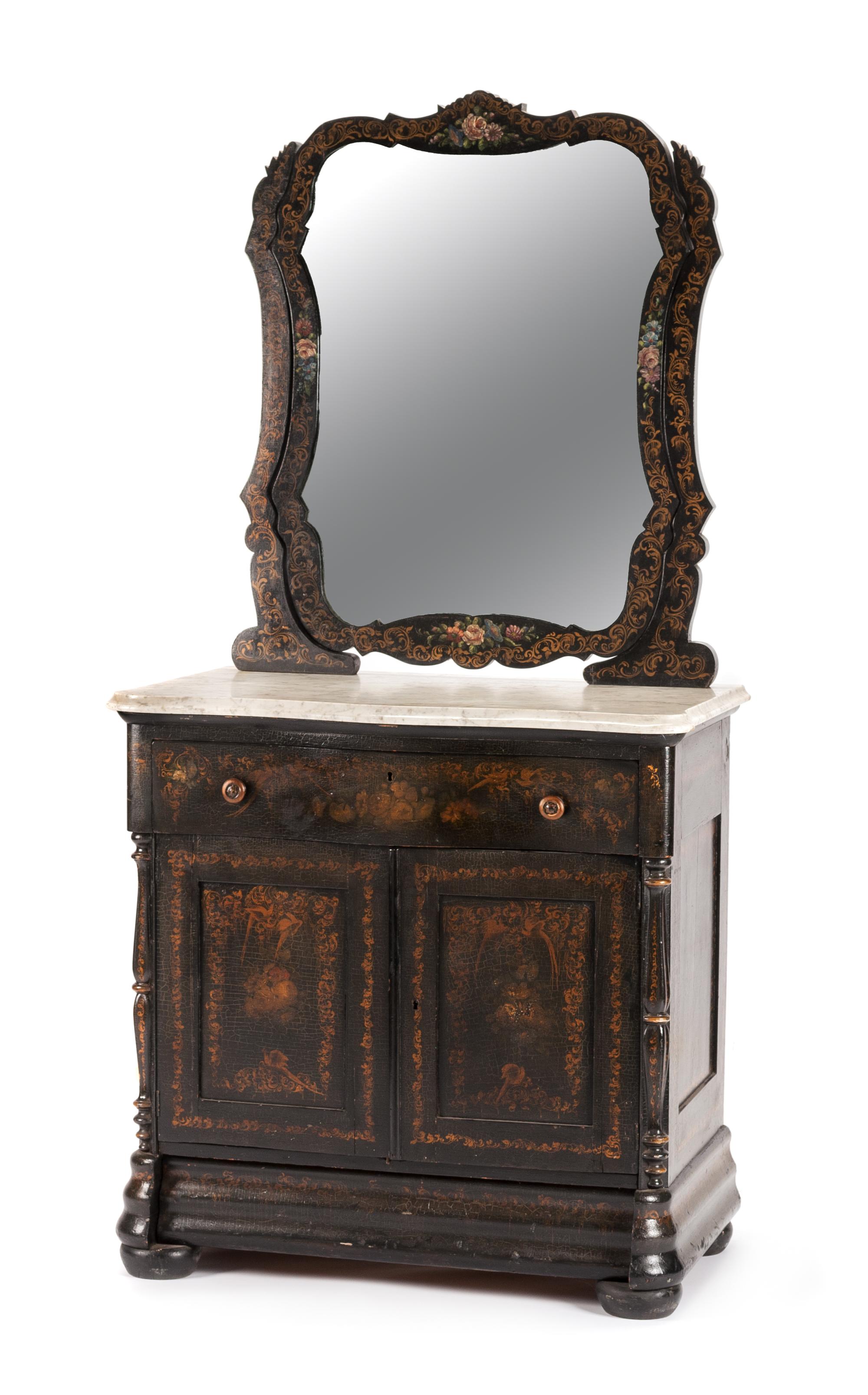A Victorian Painted Chest of Drawers Height overall 73 x width 34 1/2 x depth 22 inches. — 19TH CENTURY