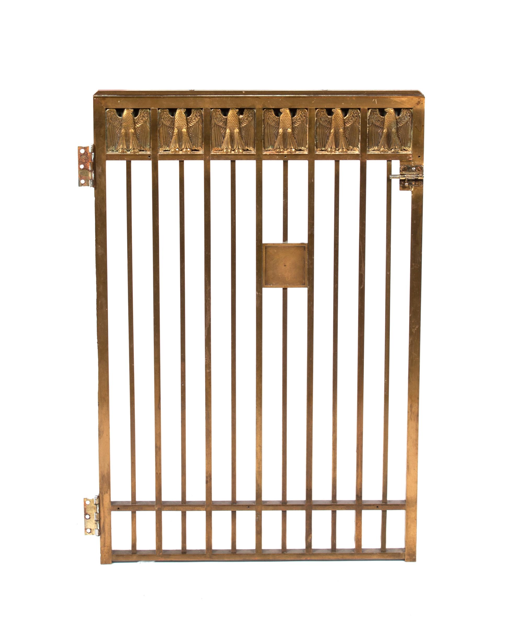 A Brass Gate and Railing Set Height 42 1/4 x length 140 3/4 inches.